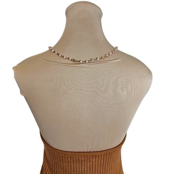 Heartloom Pamela Cami Toffee Ribbed Halter Tank Top With Beaded Neckline Sz M - Picture 7 of 12
